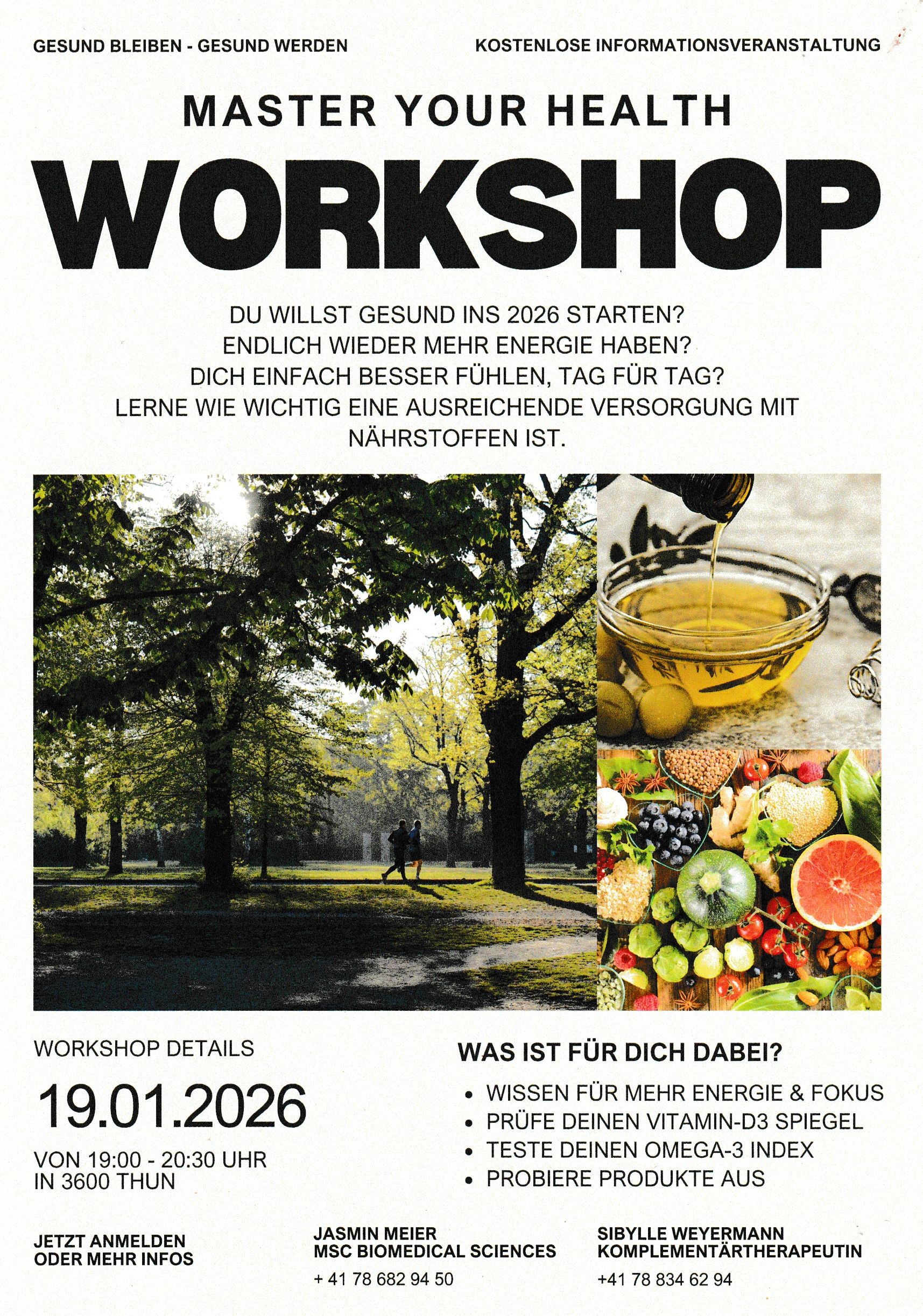 Flyer Jasmin Meier - Master your Healt Workshop